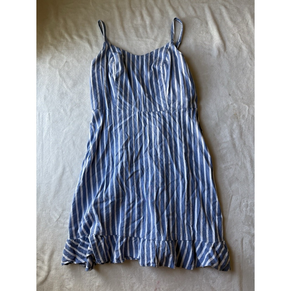 Old Navy Stripe Dress Womens L Cami Ruffle Coastal Cowgirl Summer Resortcore